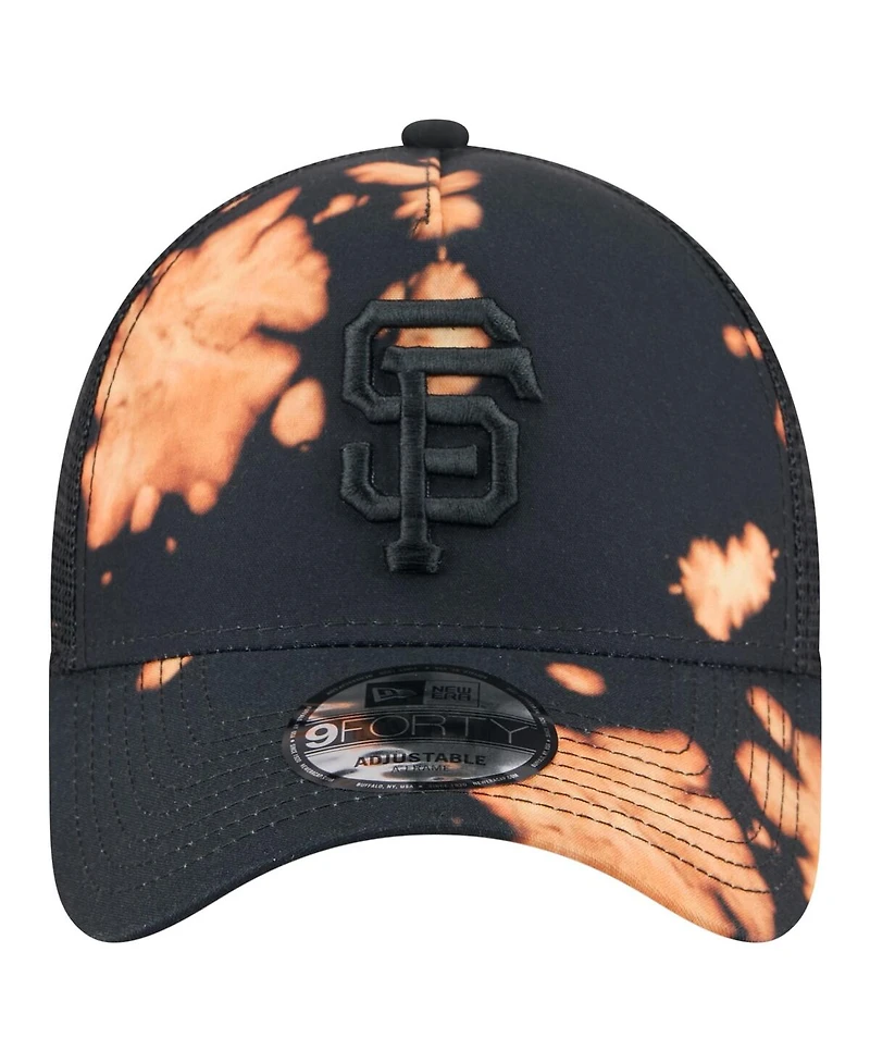New Era Men's Black San Francisco Giants Bleached A-Frame 9FORTY Adjustable Hat
