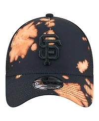 New Era Men's Black San Francisco Giants Bleached A-Frame 9FORTY Adjustable Hat