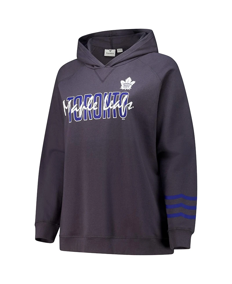Fanatics Women's Charcoal Toronto Maple Leaves Plus Lightweight Fleece Raglan Pullover Hoodie