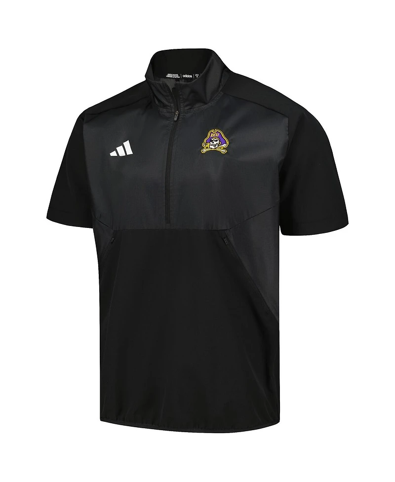 Adidas Men's Black Ecu Pirates Sideline Aeroready Raglan Short Sleeve Quarter-Zip Jacket