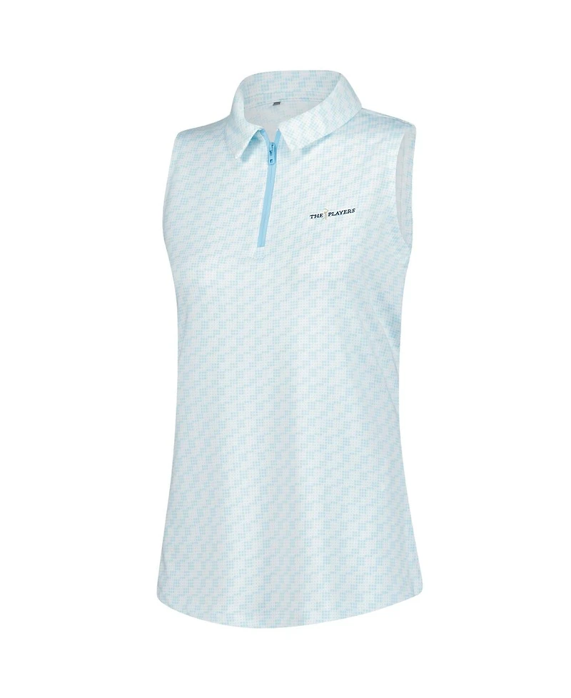 Under Armour Women's Aqua The Players Drive Clubhouse Grid Sleeveless Polo Shirt