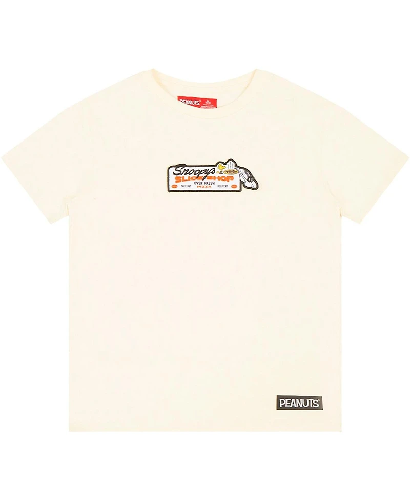Freeze Max Big Boys and Girls Cream Peanuts Snoopy's Slice Shop T-Shirt