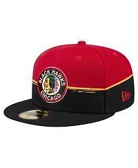 New Era Men's Black/Red Chicago Blackhawks Vintage Color Dip 59FIFTY Fitted Hat