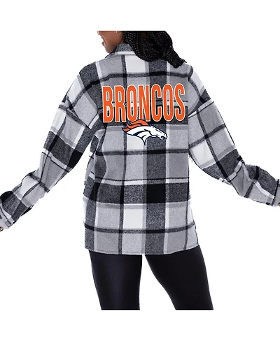 Gameday Couture Women's Gray Denver Broncos Field Side Fun Plaid Button-Up Overshirt