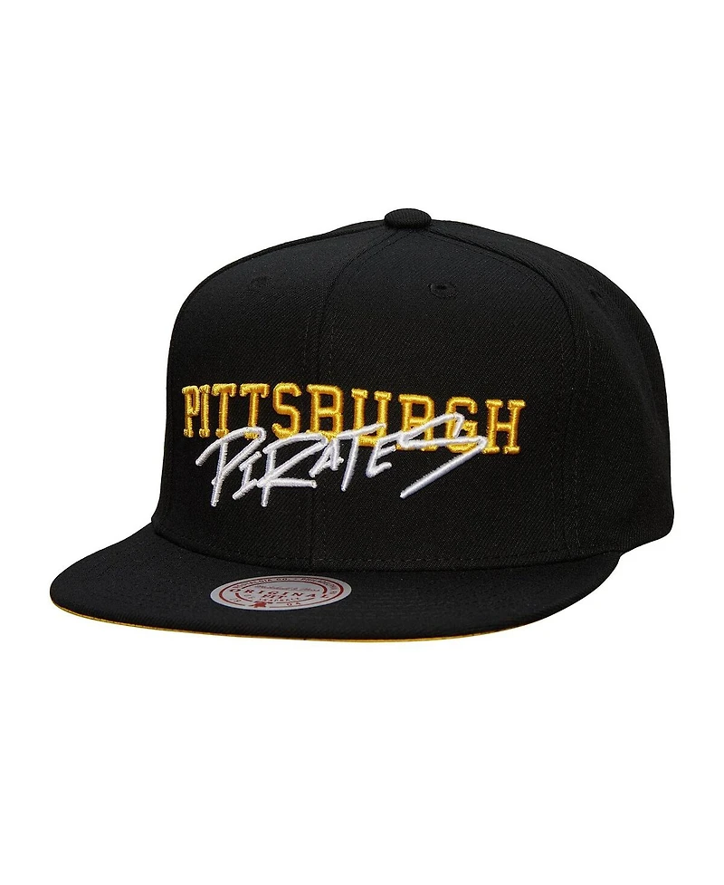 Mitchell & Ness Men's Black Pittsburgh Pirates Team Tagged Snapback Hat