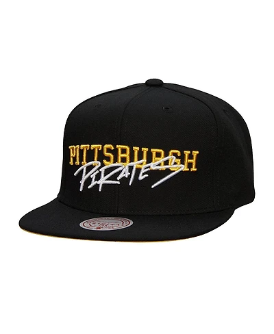 Mitchell & Ness Men's Black Pittsburgh Pirates Team Tagged Snapback Hat