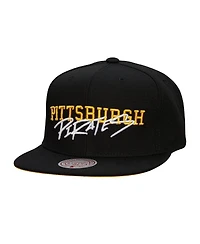 Mitchell & Ness Men's Black Pittsburgh Pirates Team Tagged Snapback Hat