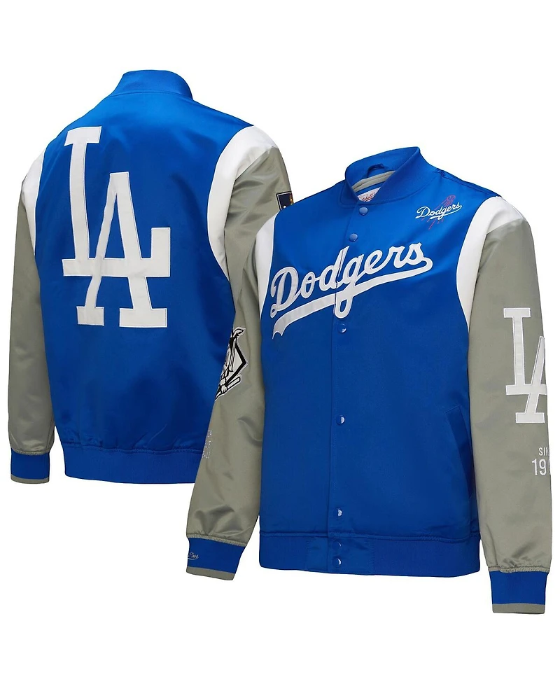 Mitchell & Ness Men's Royal/Gray Los Angeles Dodgers Cooperstown Collection Team Origins Satin Full-Snap Jacket