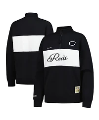 Mitchell & Ness Women's Black Cincinnati Reds Quarter-Zip Pullover Top