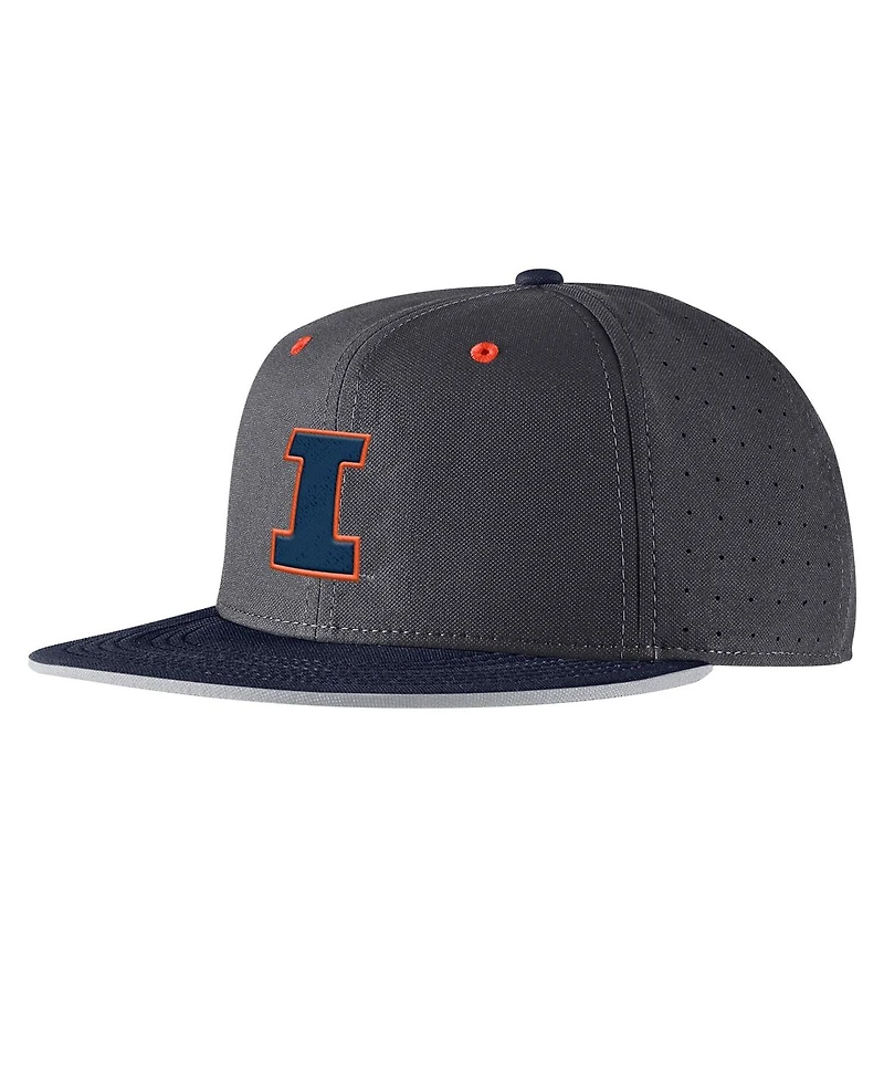 Nike Men's Anthracite Illinois Fighting Illini On-Field True Performance Baseball Fitted Hat