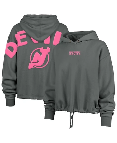 '47 Brand Women's Gray New Jersey Devils Bright Side Venice Cropped Pullover Hoodie