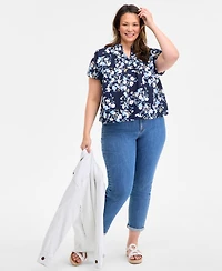 Style & Co Plus Size Printed Short-Sleeve Blouse, Exclusively at Macy's