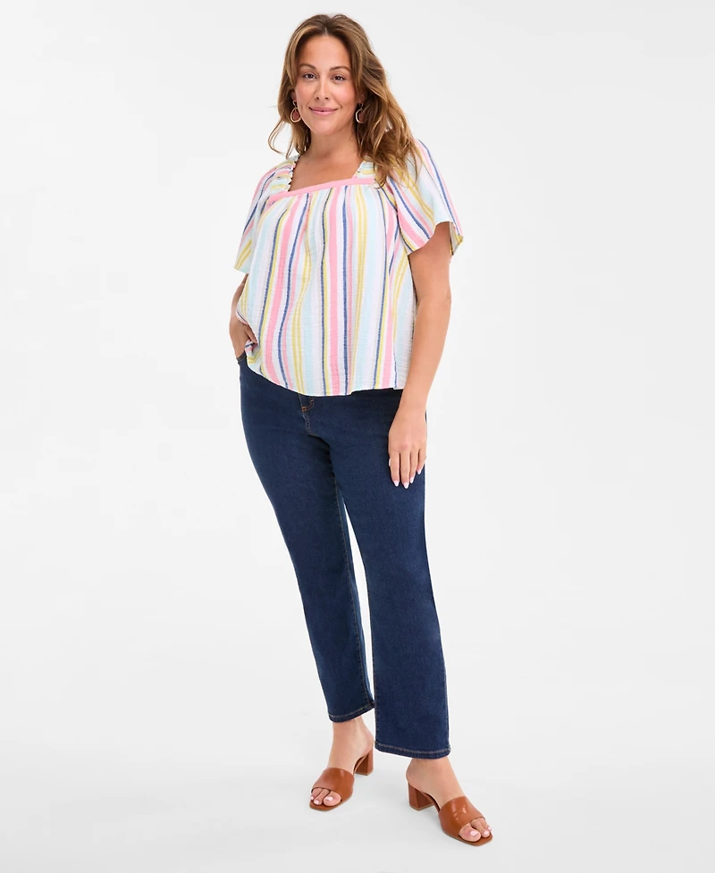 Style & Co Plus Printed Short-Sleeve Top, Exclusively at Macy's