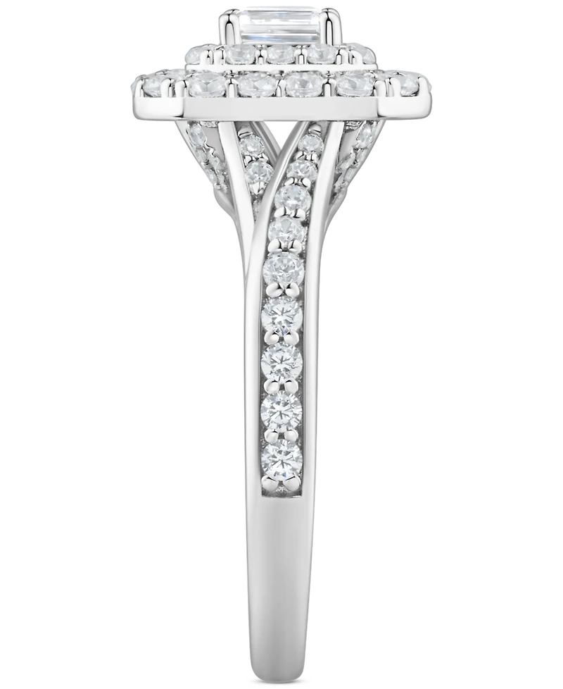 Diamond Emerald-Cut Double Halo Engagement Ring (1 ct. t.w.) in 14k White Gold