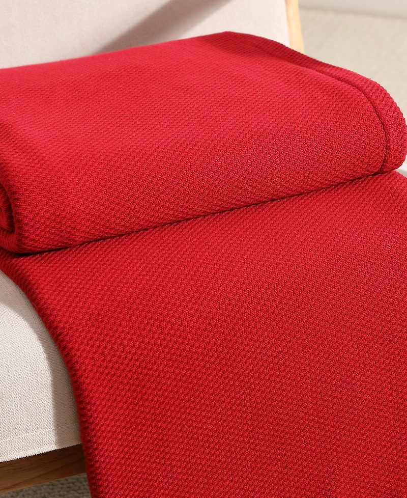 Tommy Hilfiger Solid Cotton Pique Blanket