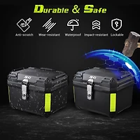 Ahr 45L Universal Motorcycle Tour Tail Box Scooter Trunk Storage with Backrest Safety Lock