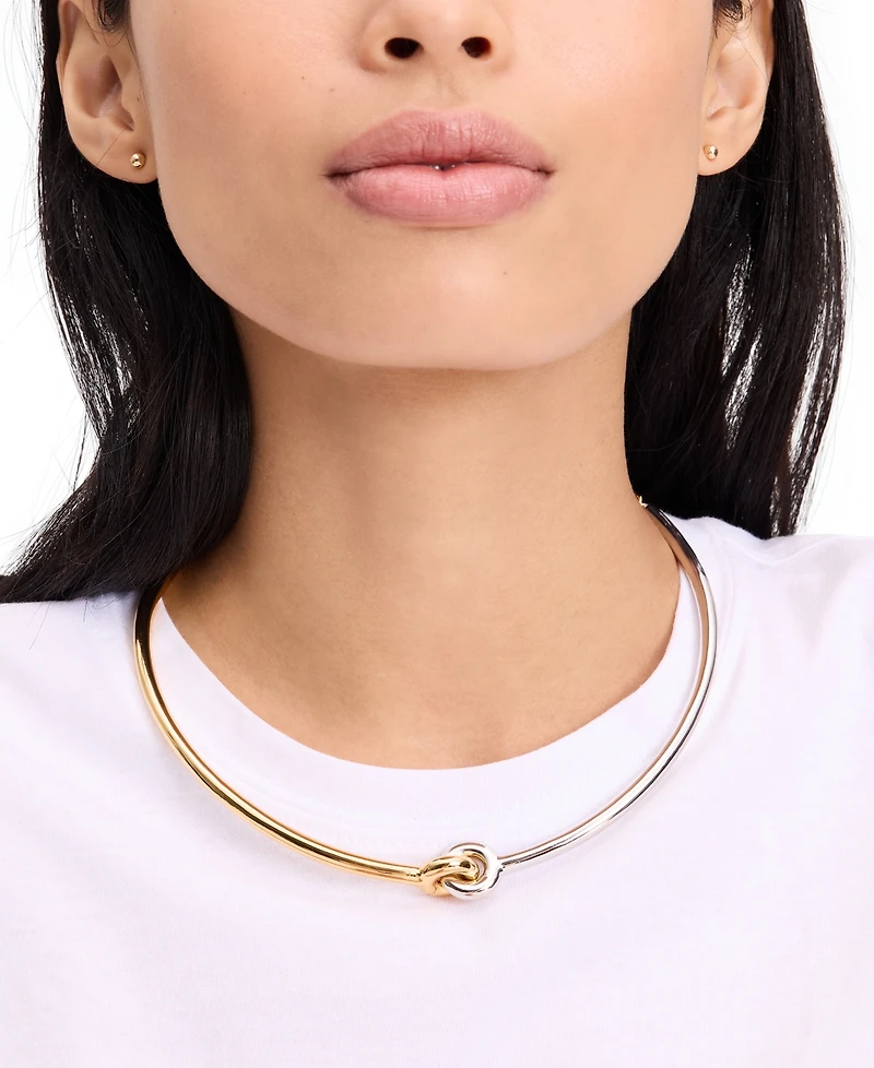 kate spade new york Two-Tone Interlock Structured Collar Necklace, 16" + 3" extender