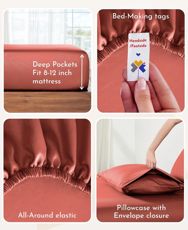 Soft 100% Cotton Sheets Set - Cooling Durable Sateen