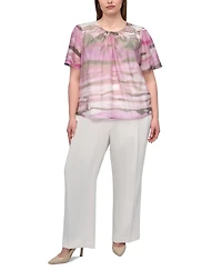 Dkny Plus Printed Short-Sleeve Blouse