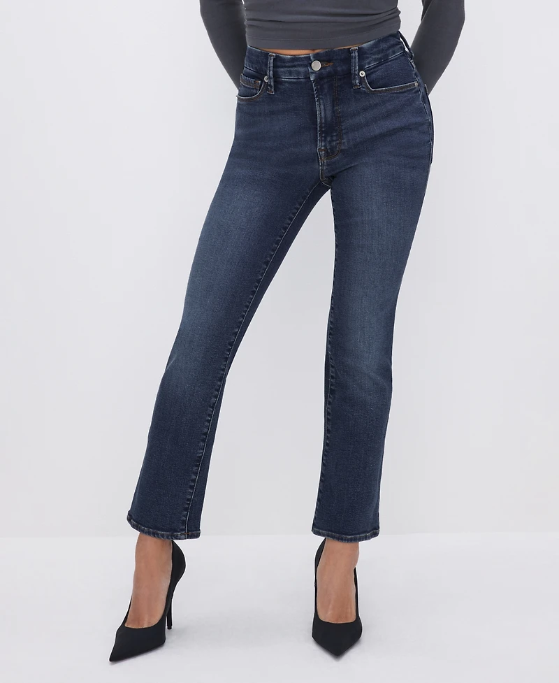 Good American Petite Mid-Rise Straight Jeans