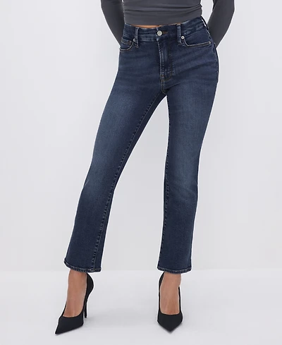 Good American Petite Mid-Rise Straight Jeans