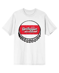 Dr. Pepper Men's Bottle Cap With Logo Crew Neck Short Sleeve White T-shirt-3XL