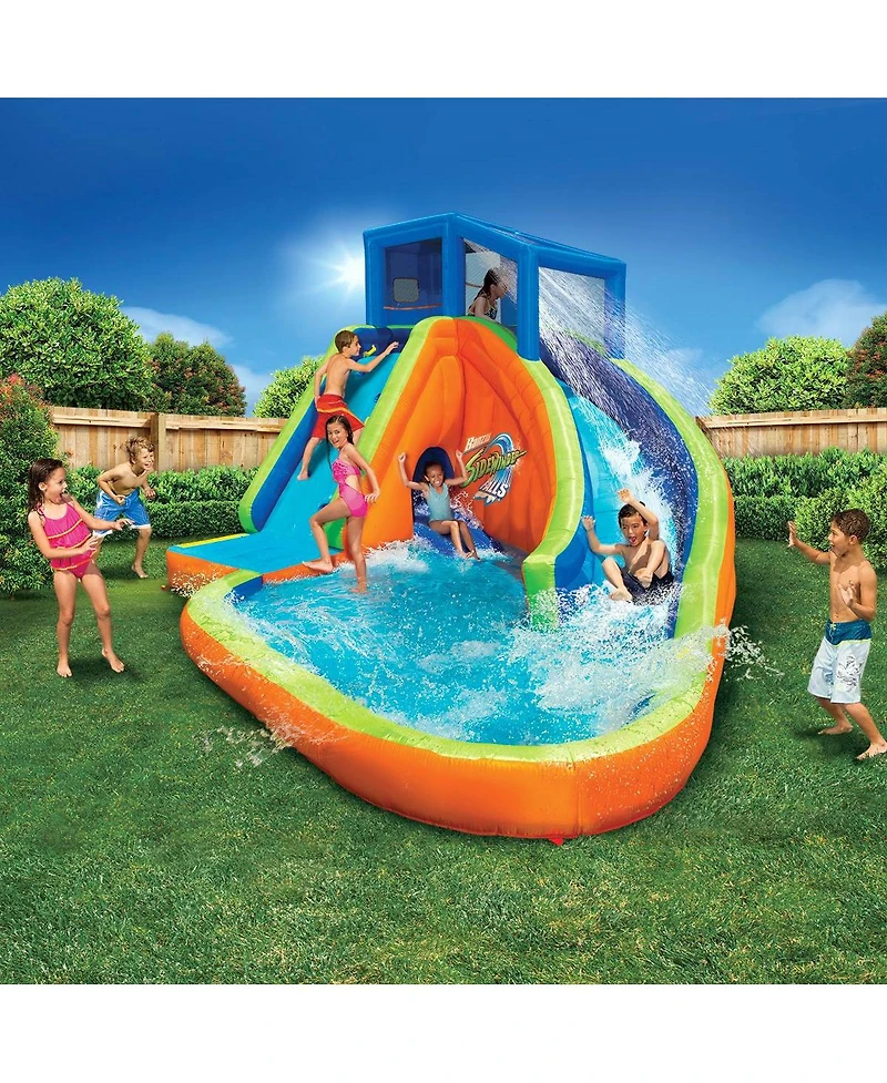 Banzai Falls Inflatable Water Park Kiddie Pool with Slides & Cannons (2 Pack)