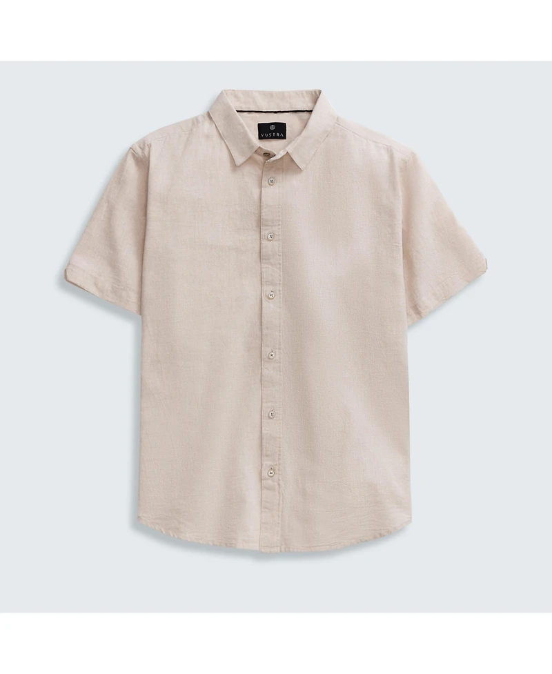 Vustra Men's Linen Fabric Short Sleeve Shirt
