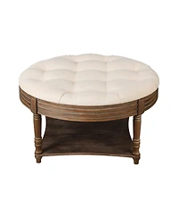 Streamdale 2-Tier Round Waterproof Ottoman Coffee Table with Storage