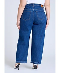 Eloquii Women's Two Tone High Rise Straight Leg Jean
