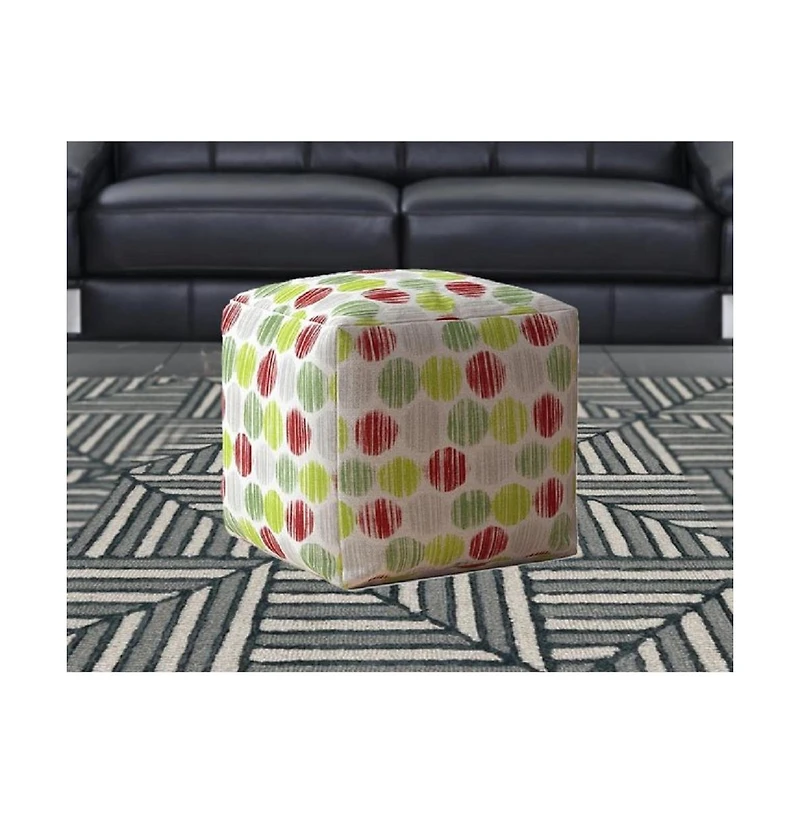 Cotton Pouf Ottoman with Polka Dots – Chic and Comfortable