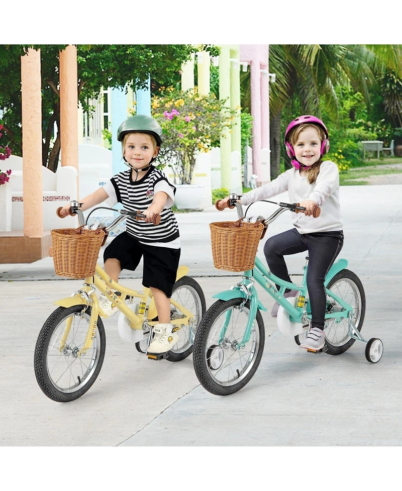 16" Kids Bike with Training Wheels & Adjustable Seat | Safety Reflectors, Bell for Ages 4-8