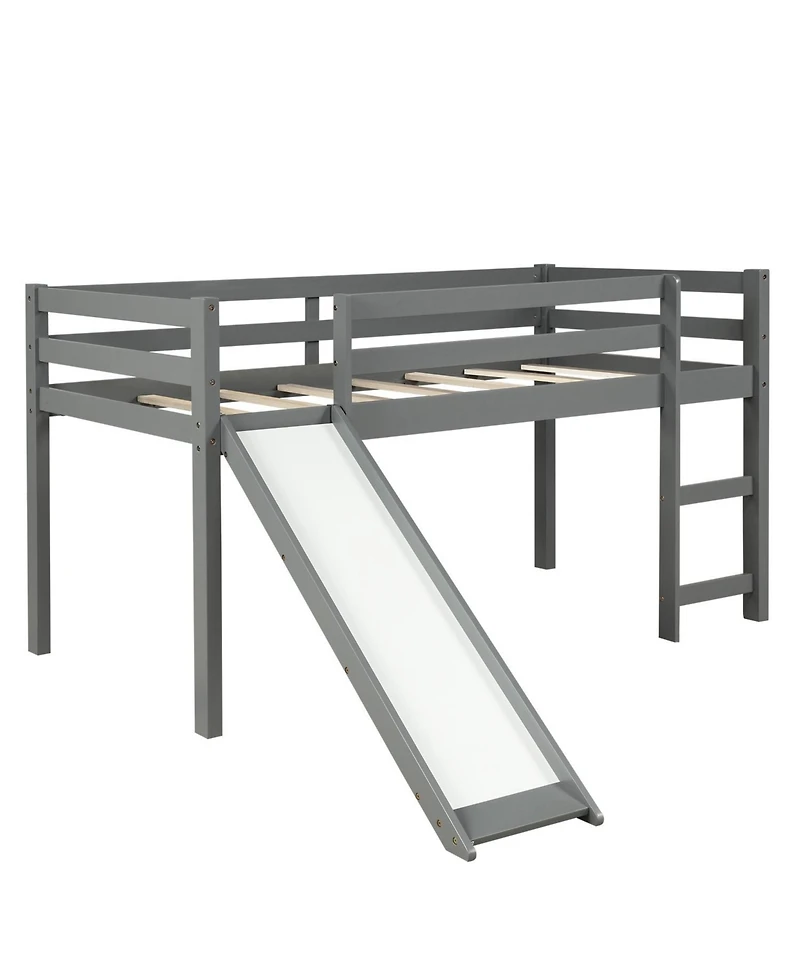 Space-Saving Low Loft Bed with Slide – Playful and Functional