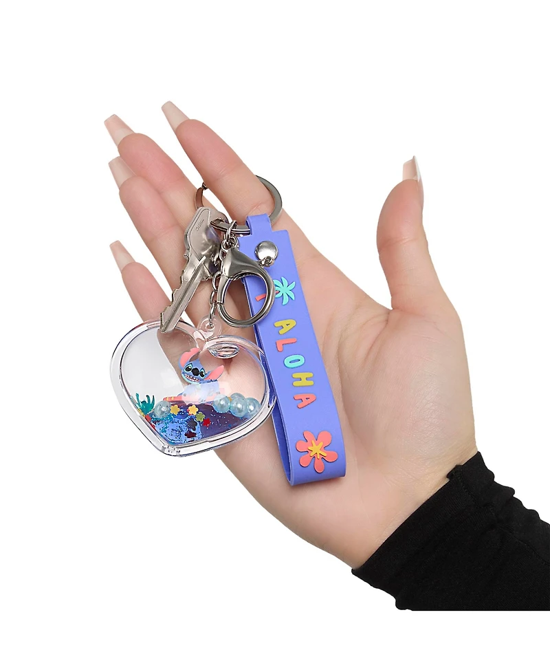 Disney Lilo & Stitch Aloha Heart Keychain with Floating Charms