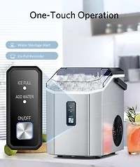 Zafro Portable Ice Maker with Handle, Stainless Steel Ice Maker Countertop with Slef-Cleaning, 35Lbs/24H, 7Mins Fast Ice Making, with Ice Basket/Ice S