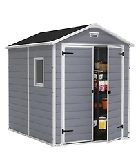 Keter 213413 Manor 6 X 8 Foot Resin All Weather Outdoor Tool Storage Shed, Grey
