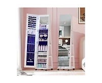 Vlsrka Led Jewelry Mirror Cabinet with Lights, Lock, and Rotating Function
