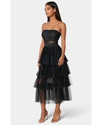 Bebe Women's Tulle Corset Midi Dress