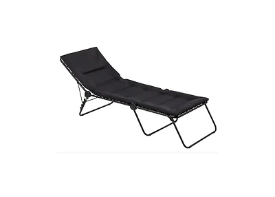 Reclining Steel Chaise Lounge with Cushion for Backyard and Deck