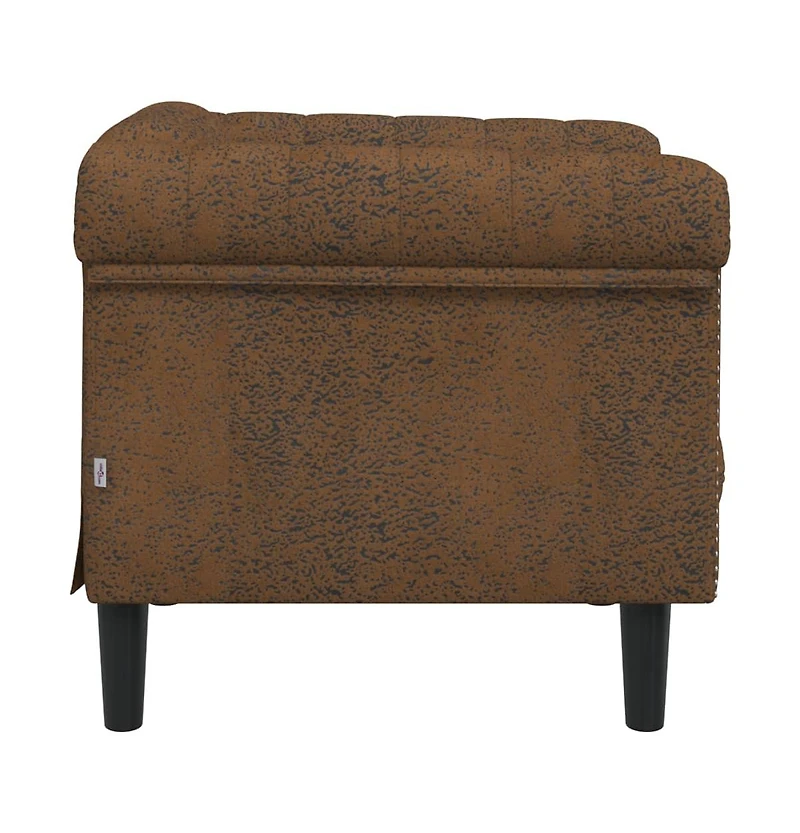 Sofa Chair Brown Faux Suede Leather