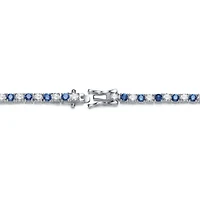 Sterling Silver White Gold Plated with Colored Cubic Zirconia Tennis Bracelet