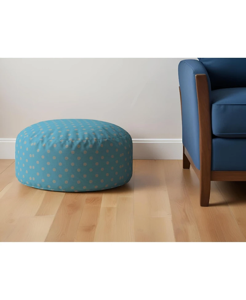 Decorative Cotton Round Polka Dots Pouf Ottoman for Home Accent Furniture