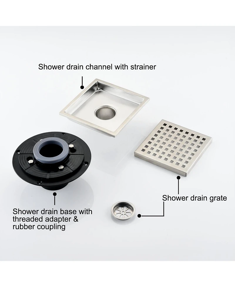 6 Inch Square Shower Floor Drain