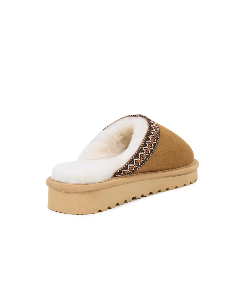 Celtic & Co. Braid Trim Shearling Slippers