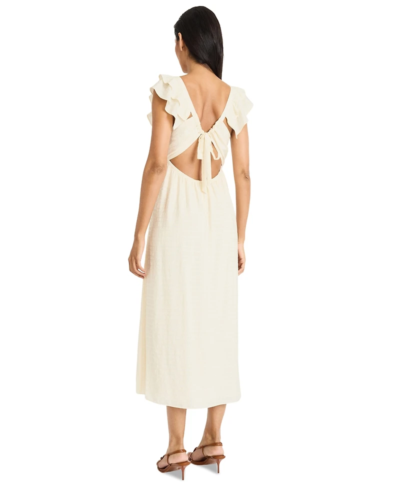 The Good Journey Women's Flutter-Sleeve Tie-Back Midi Dress