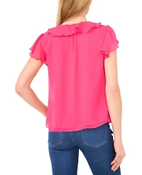 CeCe Women's Ruffle V-Neck Flutter Sleeve Top