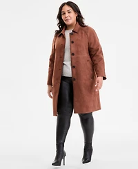 Bcbgmaxazria Plus Button-Front Faux-Suede Jacket