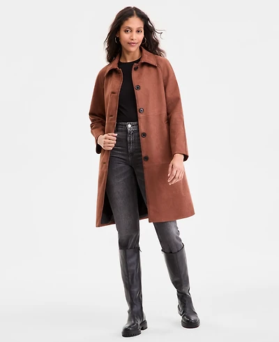 Bcbgmaxazria Women's Button-Front Faux-Suede Jacket