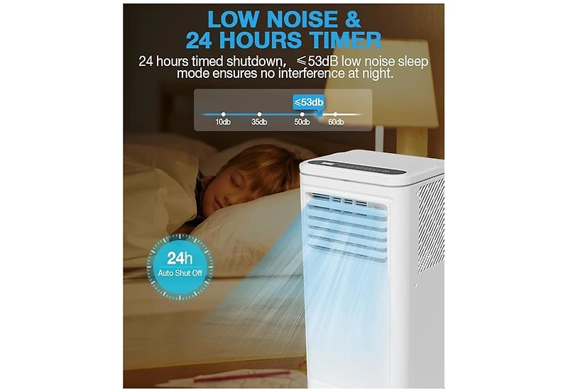 Zafro Portable Air Conditioner, 10000 Btu for Room up to 450 sq. ft, Portable Ac with Dehumidifier & Fan, 2 Fan Speeds, 24H Timer, Remote Control, Ene