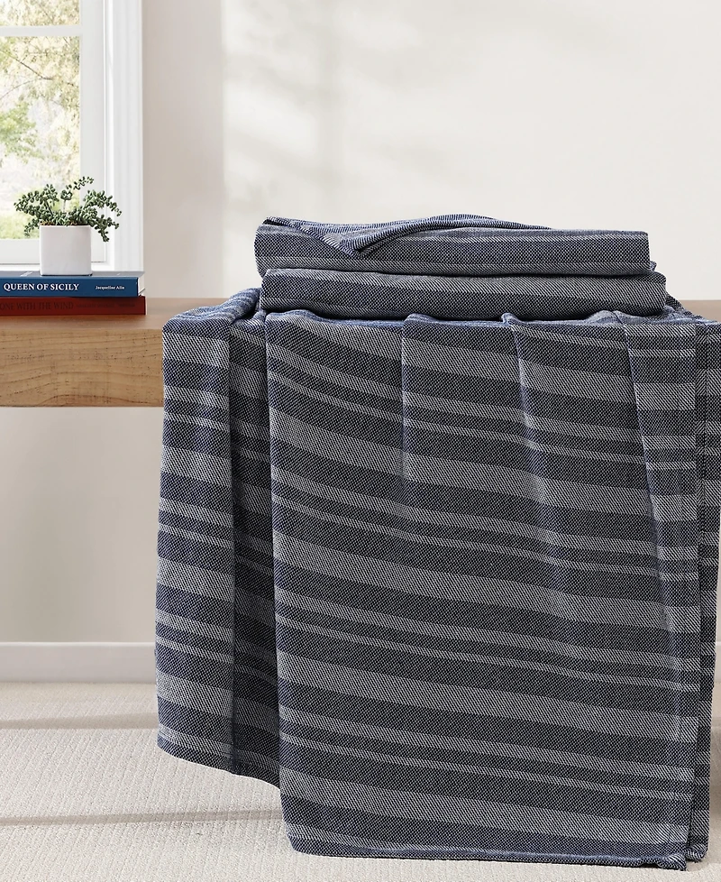 Tommy Hilfiger Harbor Stripe Cotton Yarn Dyed Blanket